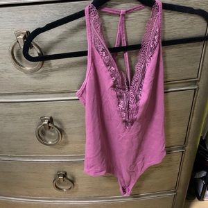 Express V Neck Lace Purple Bodysuit (not worn)